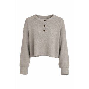 Lush M Oatmeal Long Sleeve Crop